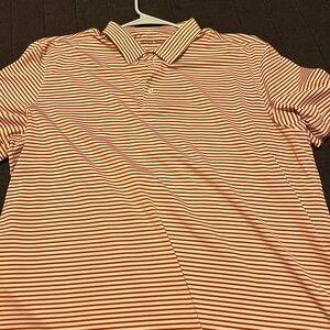 Mizzen + Main Burnt Orange/White stripe Versa Polo - XL